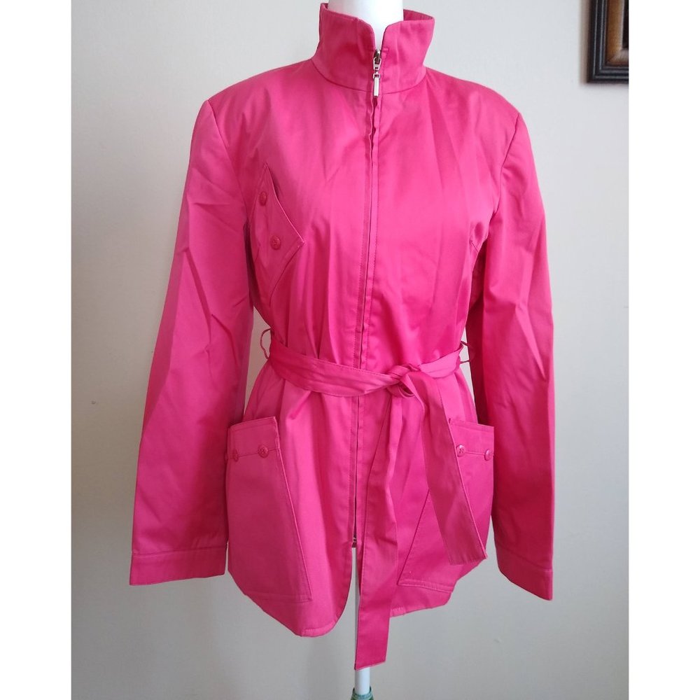 Women pink trench coat, size M, cotton blend, fully lined